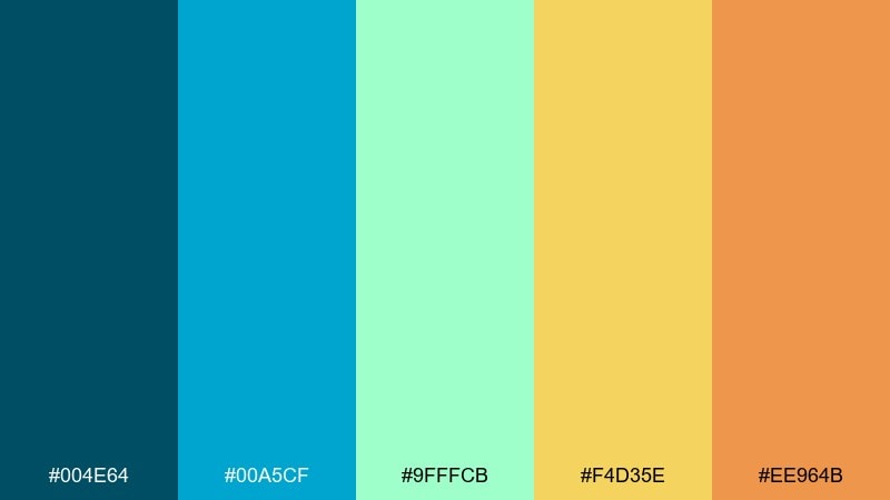 coastal citrus sea color palette with hex codes