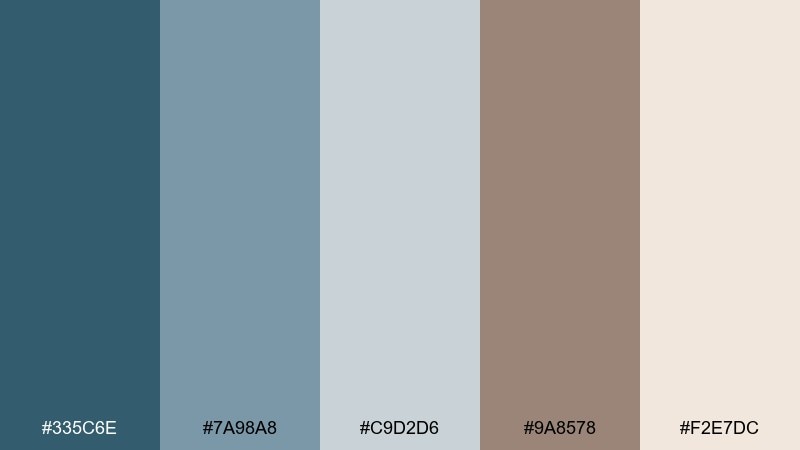 coastal clay blue taupe color scheme with hex codes