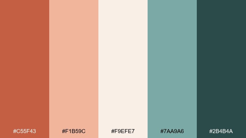 coastal clay terra cotta color palette with hex codes