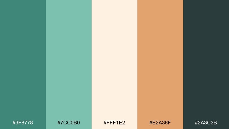 coastal copper sunrise green copper color palette with hex codes