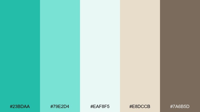 coastal cottage green turquoise color palette with hex codes