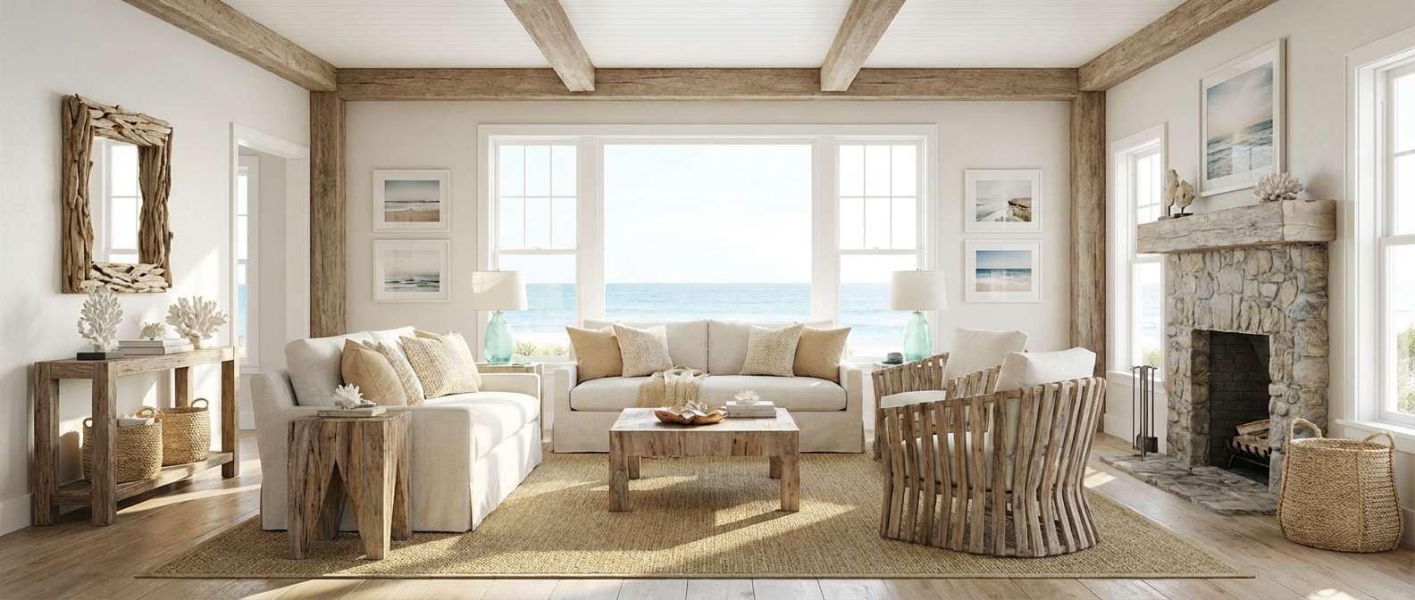 coastal driftwood living room