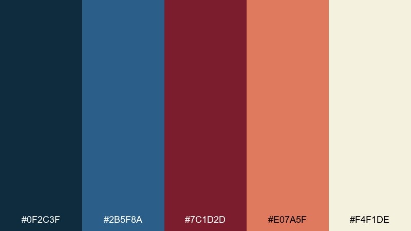coastal dusk cranberry color palette with hex codes