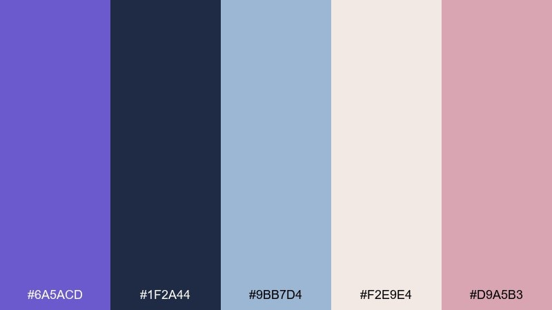 coastal dusk slate blue color palette with hex codes