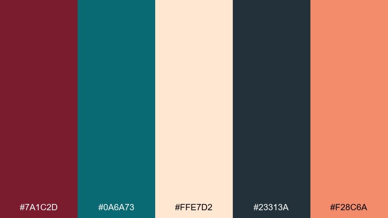 coastal ember color palette with hex codes