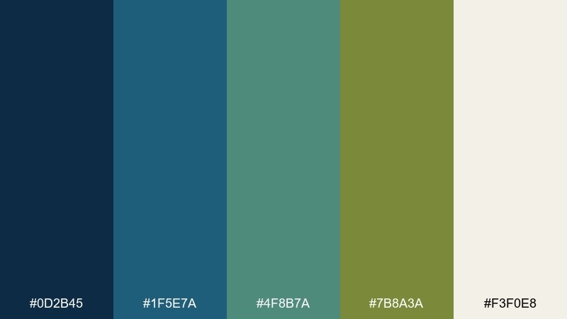 coastal eucalyptus blue olive green color palette with hex codes