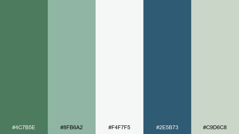 coastal eucalyptus fern green color palette with hex codes