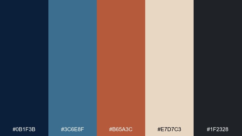 coastal foundry blue rust color palette with hex codes