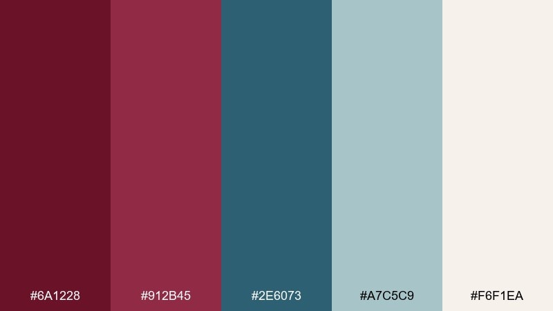 coastal garnet color palette with hex codes