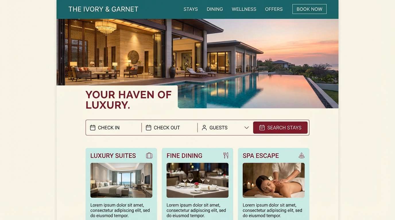 hotel ui with garnet accents