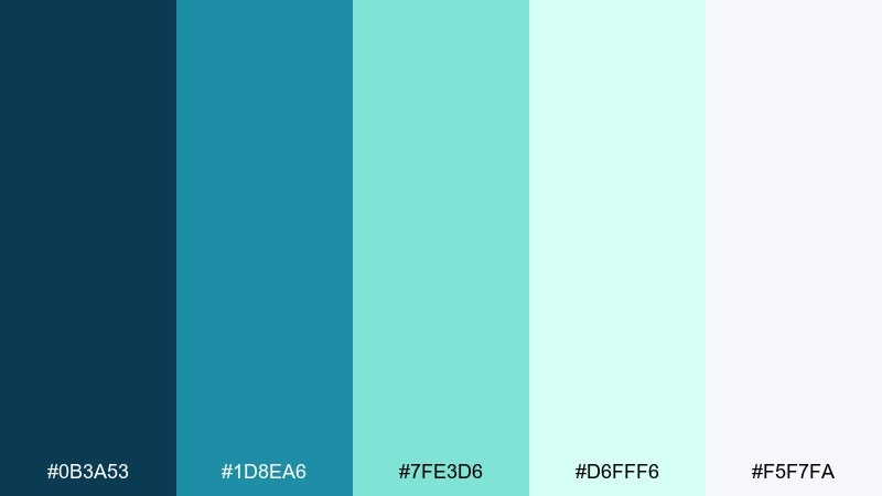 coastal glass blue mint green color palette with hex codes