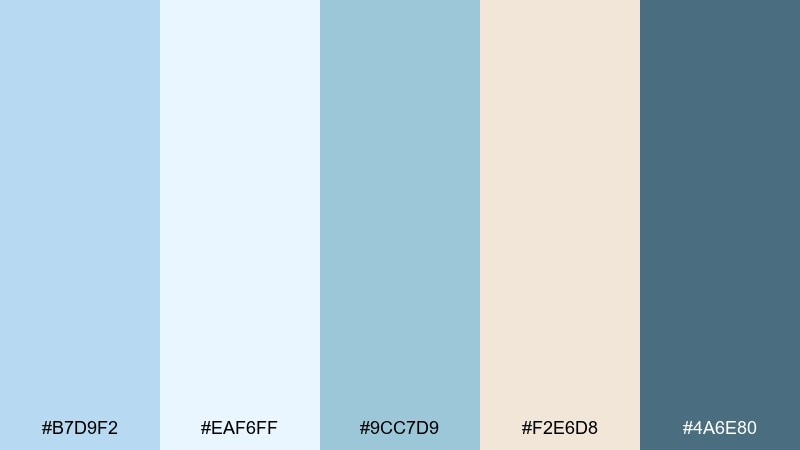 coastal haze powder blue color palette with hex codes