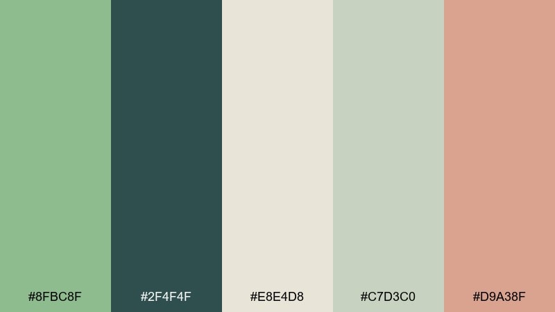 coastal herbarium dark sea green color palette with hex codes