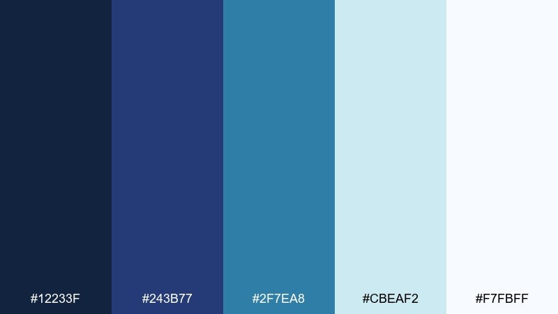 coastal ink indigo blue color palette with hex codes