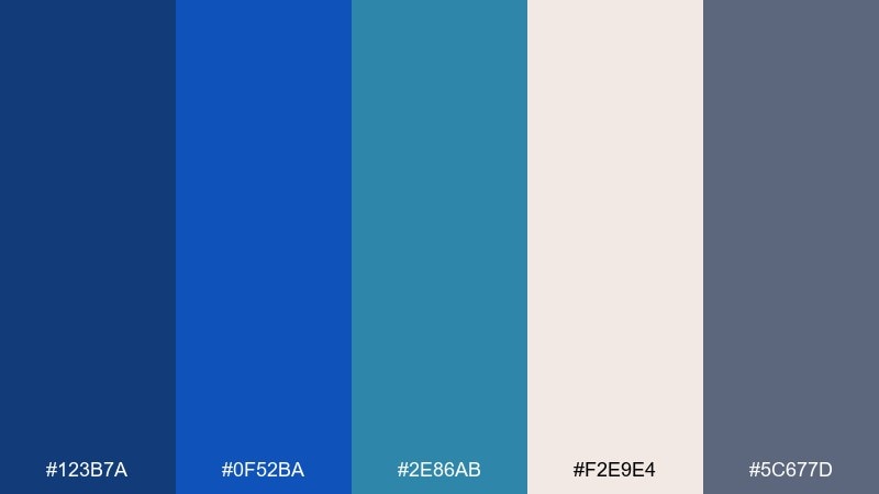 coastal ink sapphire color palette with hex codes