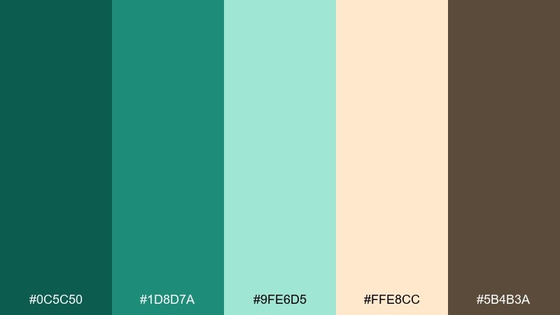 coastal ivy emerald color palette with hex codes