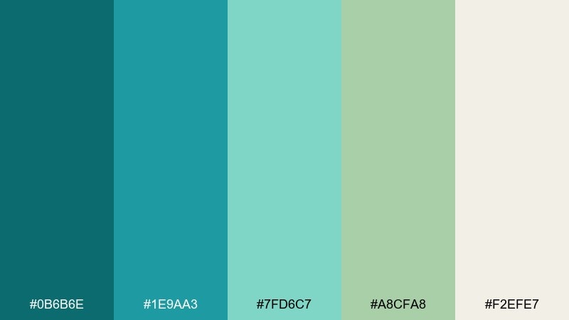 coastal kelp teal blue green color palette with hex codes