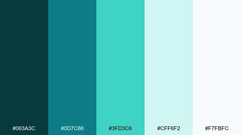 coastal lagoon jade color palette with hex codes