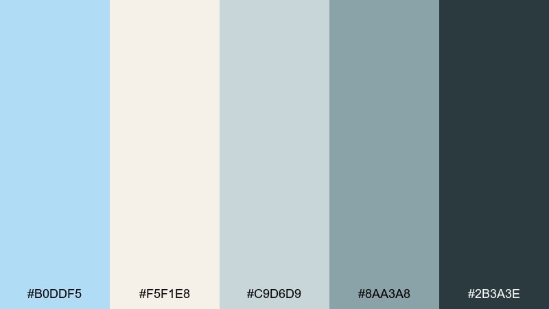coastal linen baby blue color palette with hex codes