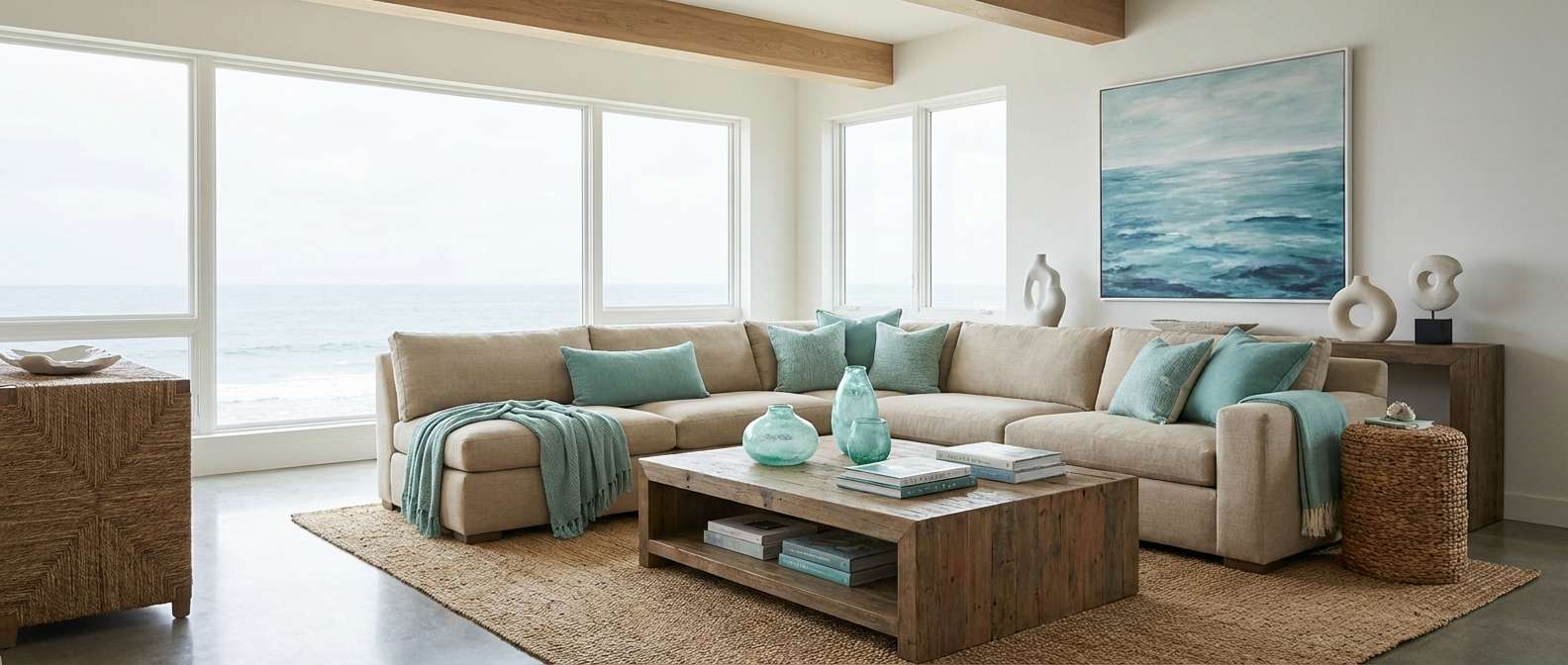 coastal living room teal