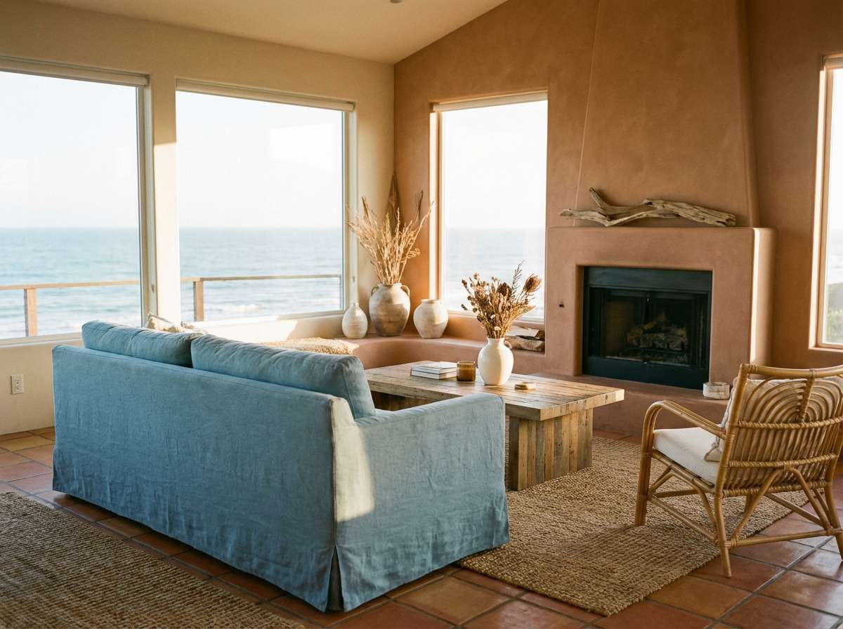coastal living room styling