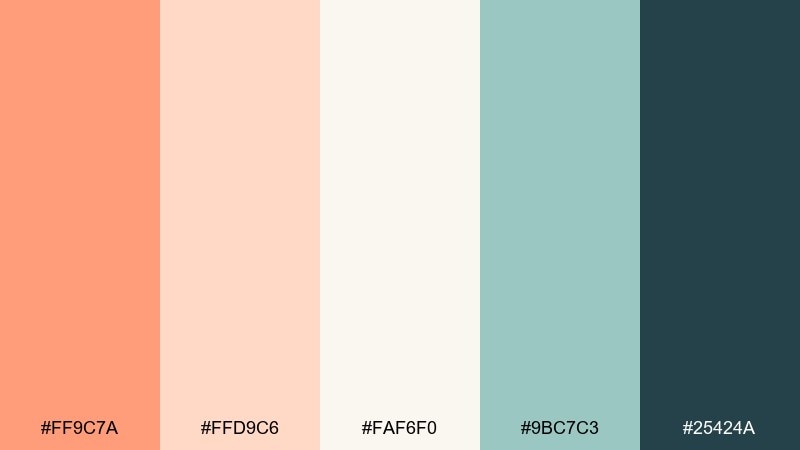 coastal melon melon color palette with hex codes