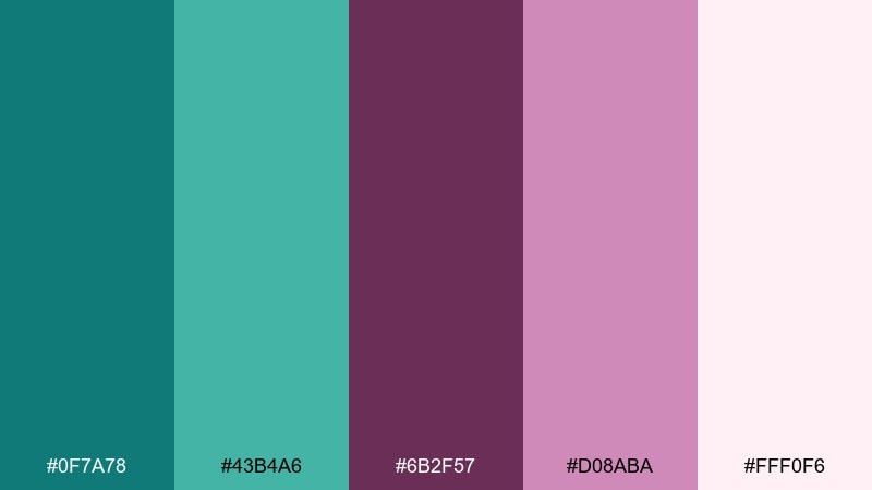 coastal mulberry teal plum color palette with hex codes