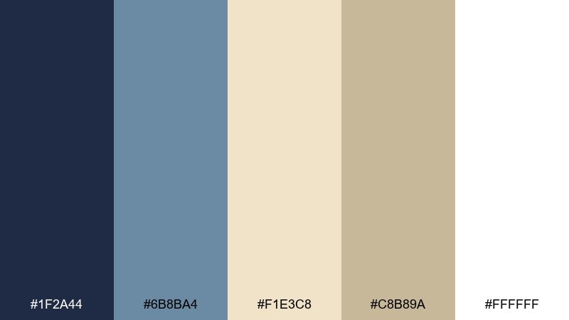 coastal navy sand wedding color palette with hex codes