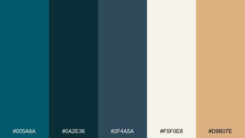 coastal nightfall dark turquoise color palette with hex codes