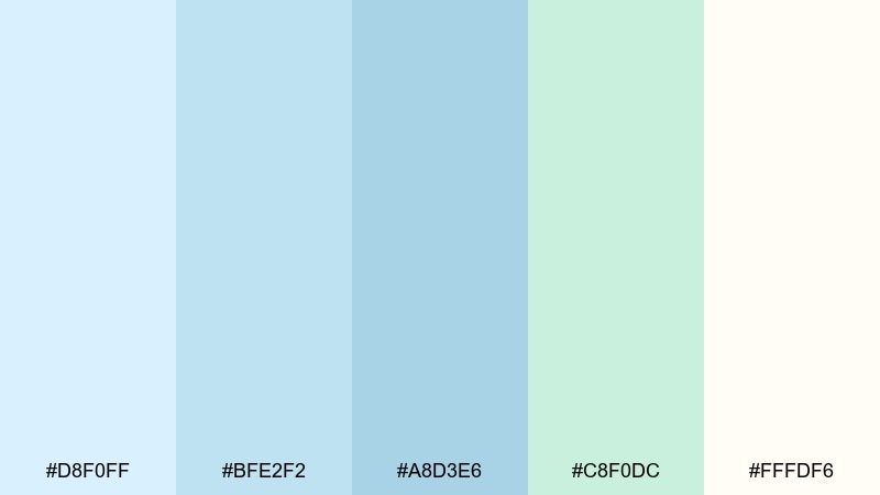 coastal nursery pastel blue green color palette with hex codes