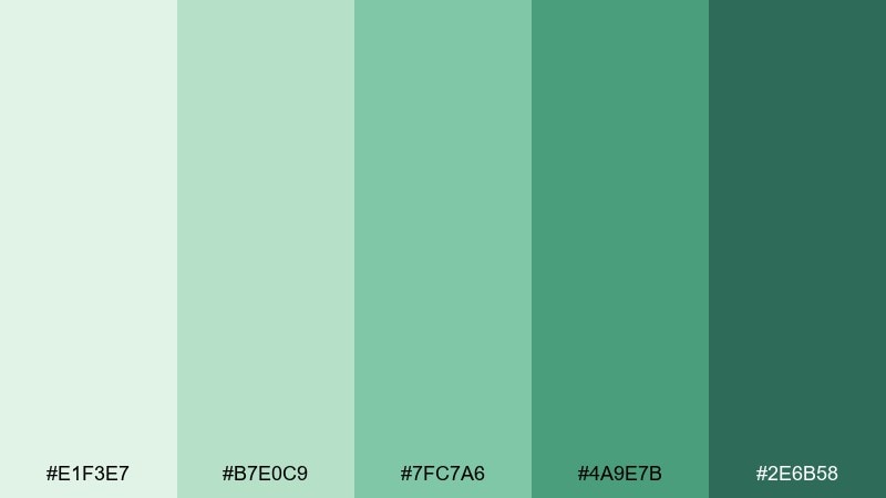 coastal palm pale green color palette with hex codes