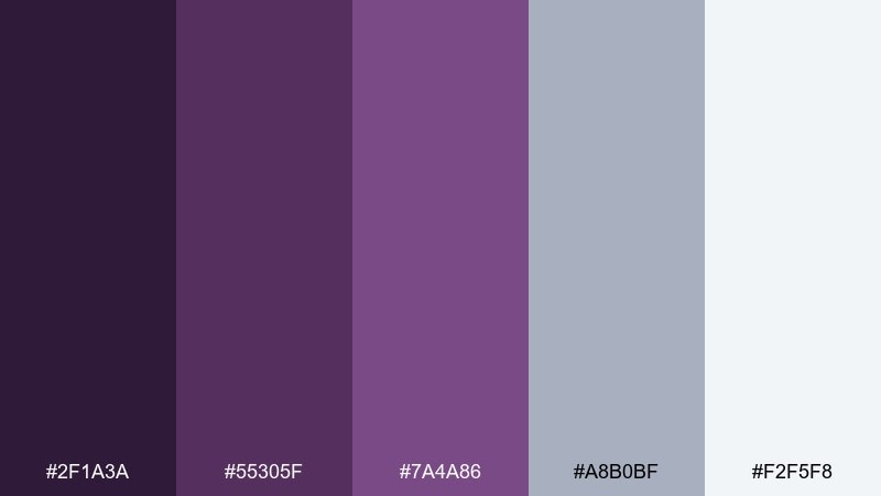 coastal plum and fog purple plum color palette with hex codes