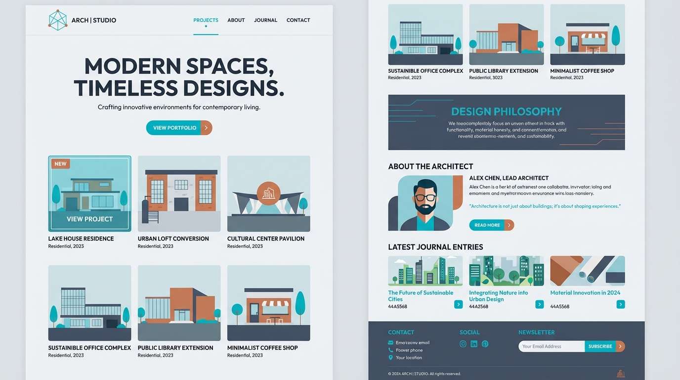 cyan architecture portfolio layout