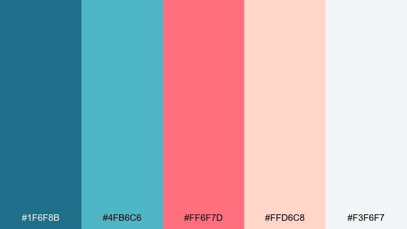 coastal reef blue coral color palette with hex codes