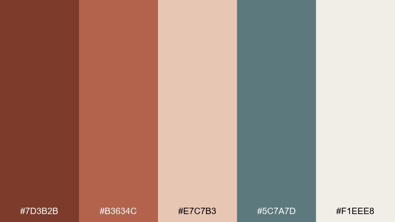 coastal rust russet color palette with hex codes