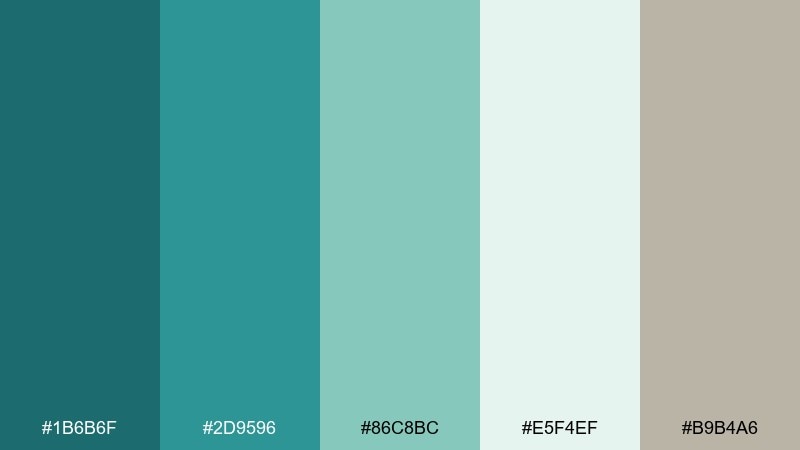 coastal sage blue green teal color palette with hex codes