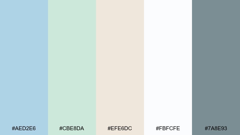 coastal sage neutrals blue pastel green color palette with hex codes