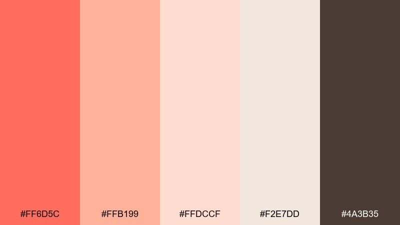 coastal sunset bittersweet color palette with hex codes