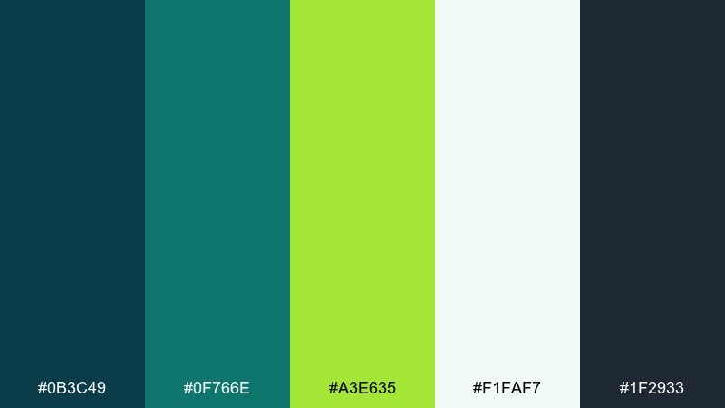 coastal teal lime professional color palette with hex codes