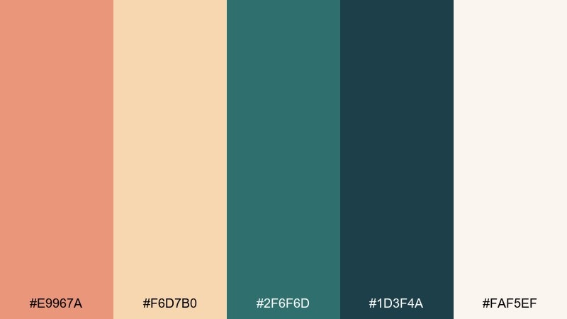 coastal terracotta dark salmon color palette with hex codes