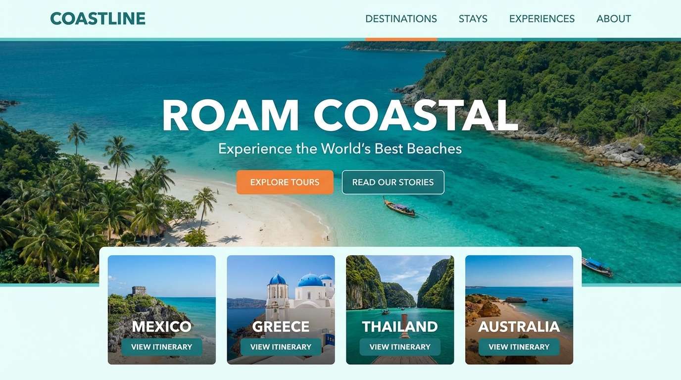 coastal travel ui mockup