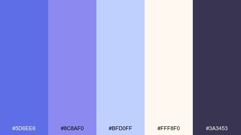 coastal wisteria blue lavender color palette with hex codes