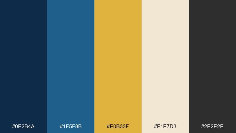 coastline crest gold dark blue color palette with hex codes