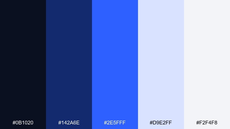 cobalt accent portfolio color palette with hex codes