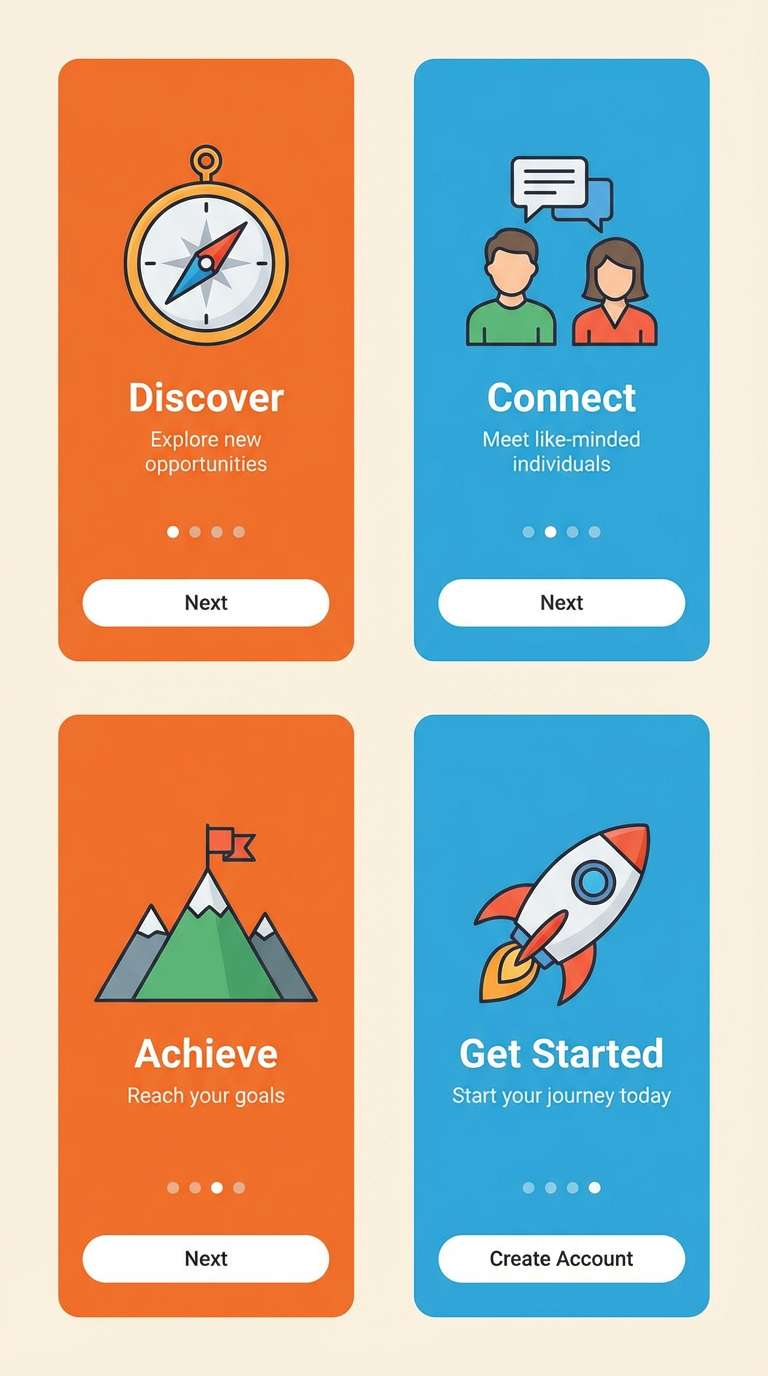 onboarding ui orange blue