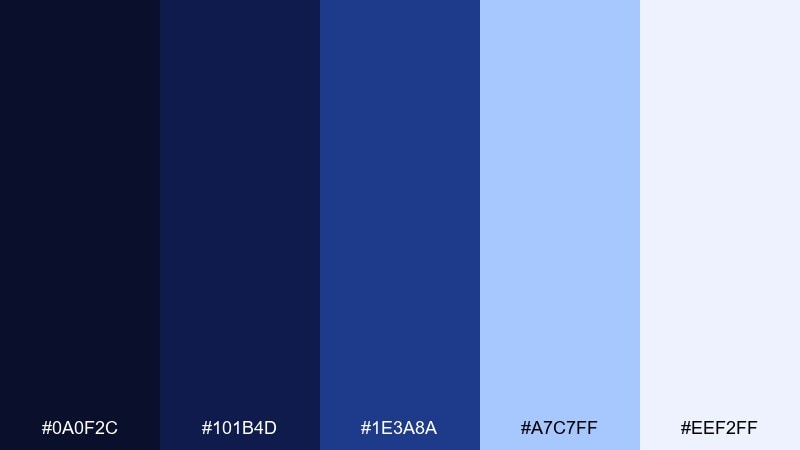 cobalt nightfall color palette with hex codes