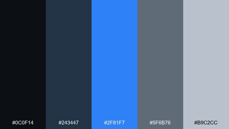 cobalt smoke black blue gray color palette with hex codes