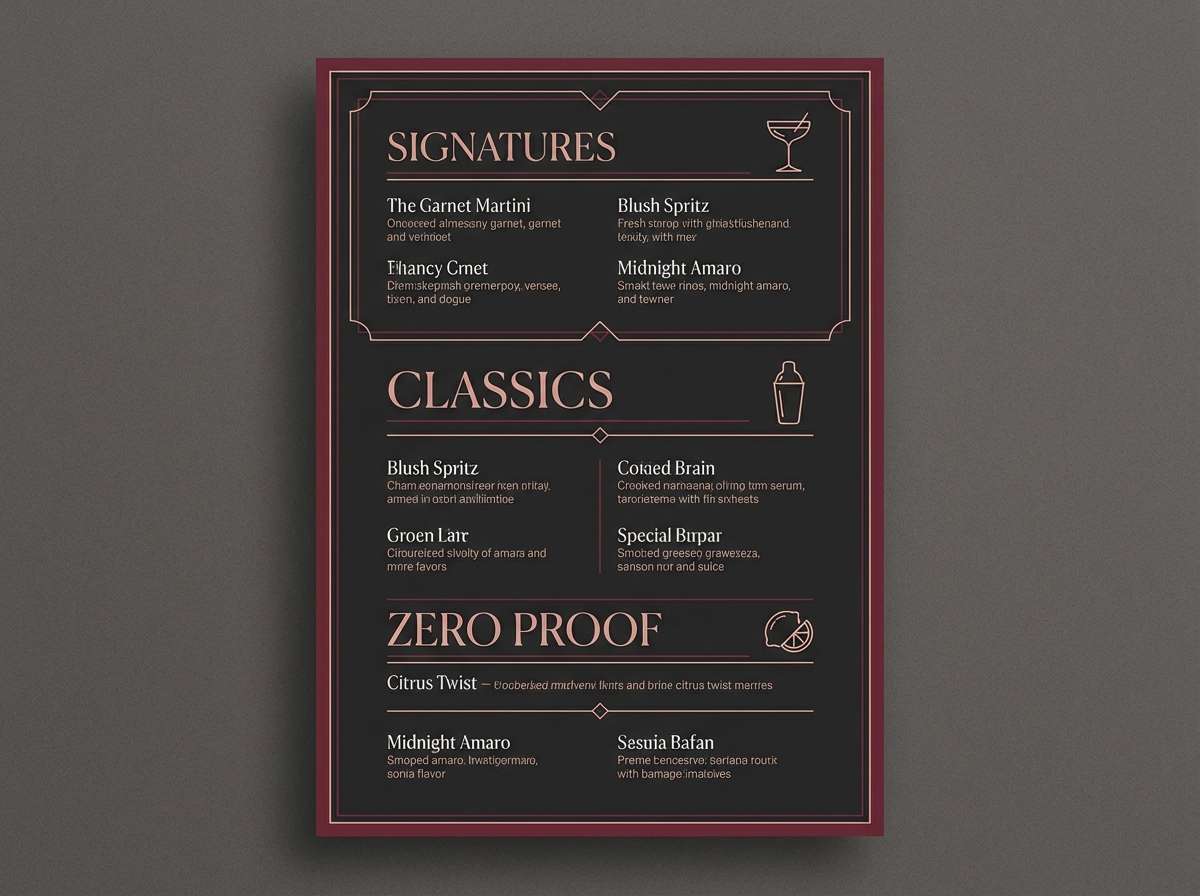 garnet cocktail menu