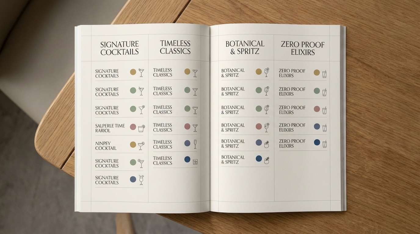 cocktail menu layout