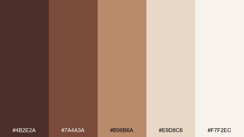 cocoa and cream chocolate brown color palette with hex codes
